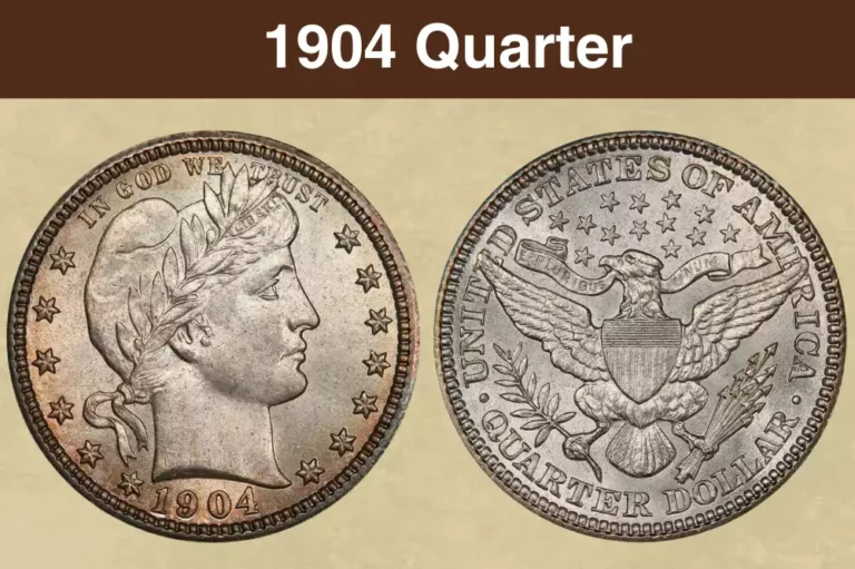 1904 Barber Quarter obverse and reverse showing Liberty portrait and heraldic eagle