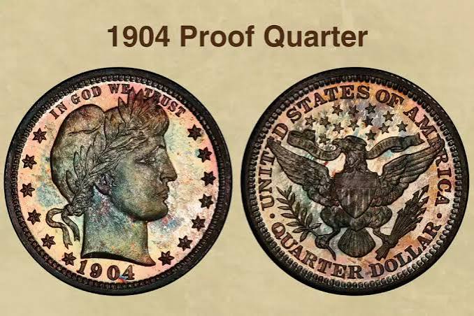 1904 Proof Barber Quarter showing mirror-like fields and frosted Liberty portrait — collector proof coin